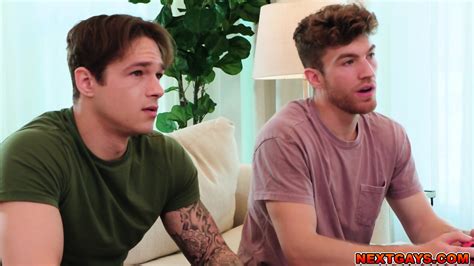 Studs Jayden Marcos And Carter Collins Fuck Bareback Over The Couch
