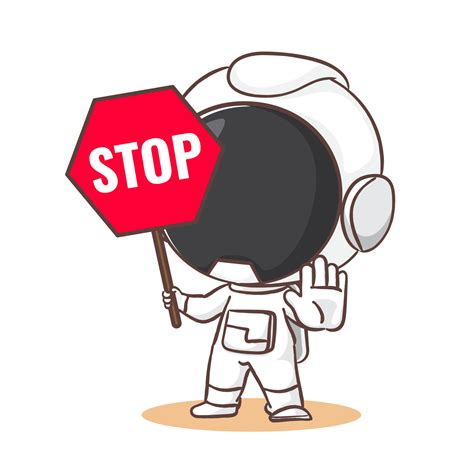 Cute Astronaut Holding Stop Sign Astronaut Concept Design Isolated