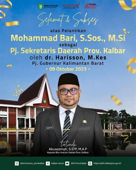 Selamat Dan Sukses Atas Dilantiknya Mohammad Bari S Sos M Si