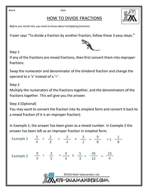 Division Of Fractions Worksheets Grade