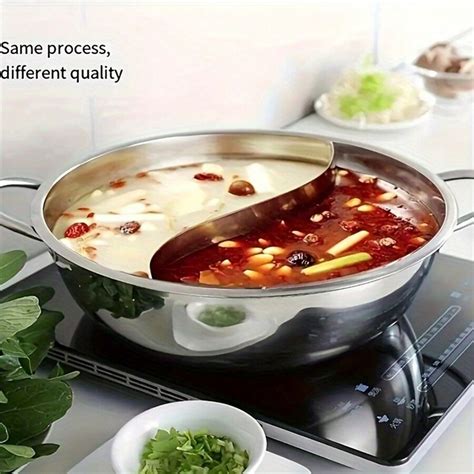 Stainless Steel Hot Pot With Dual Handles Split Compartment For Double Flavors Suitable For