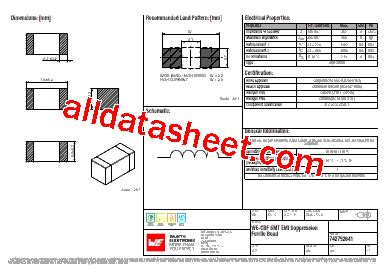 742792641_V01 Datasheet(PDF) - Wurth Elektronik GmbH & Co. KG, Germany.