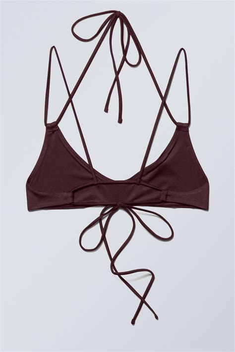 Strappy Bikini Top Dark Red Weekday Ww