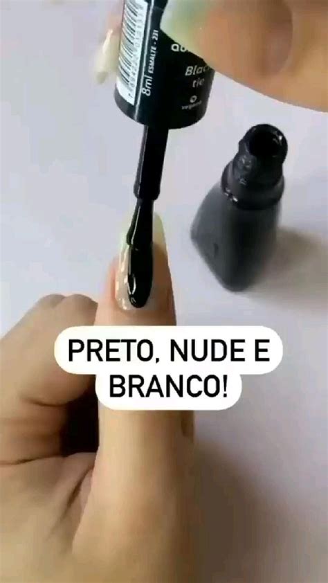 Unhas Preto Nude Branco Unhas Decoradas Unhas Pretas Unhas Esponjadas