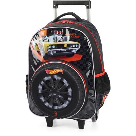 Mochila Infantil Rodinha Hot Wheels G Preta Luxcel Unidade Papelaria Toledo
