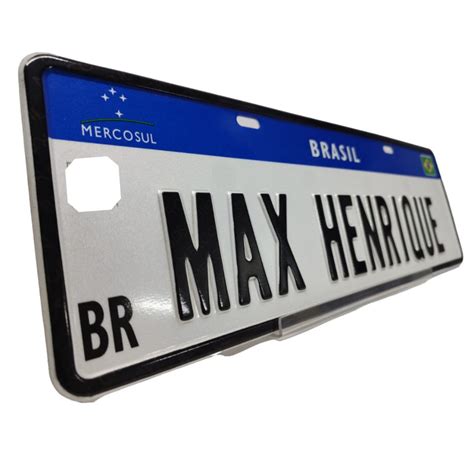 Placa Mercosul Carro Personalizada Nome Alto Relevo Elo