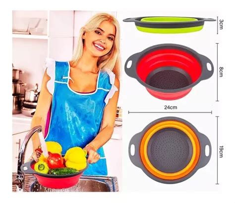 Colador Escurridor Plegable Silic N Frutas Verduras Cocina En Venta En