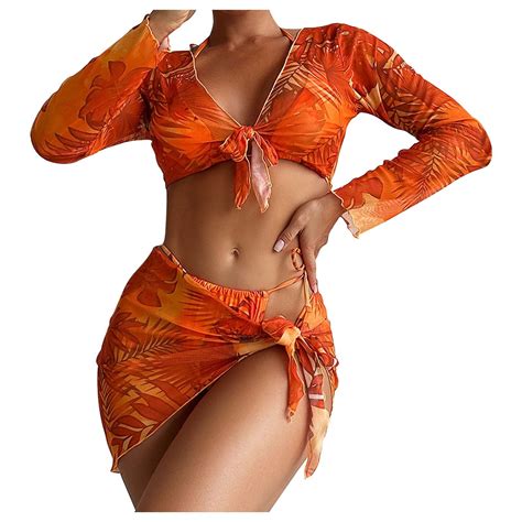 Qipopiq Two Piece Swimsuits For Women With Swim Skirt Printed Bikini Straps Bikini Deep V Sexy