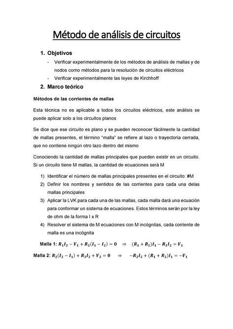 3 Método de análisis de circuitos Objetivos Verificar