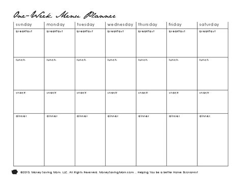 Menu Planner Template - PDFSimpli