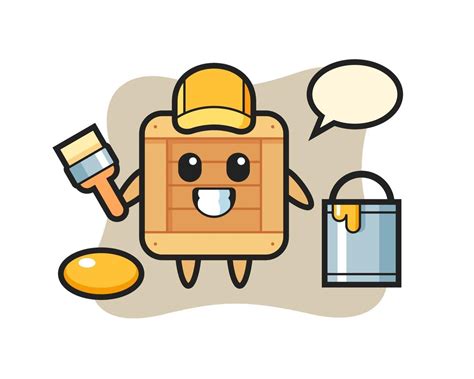 Character Illustration of wooden box as a painter 3372548 Vector Art at ...