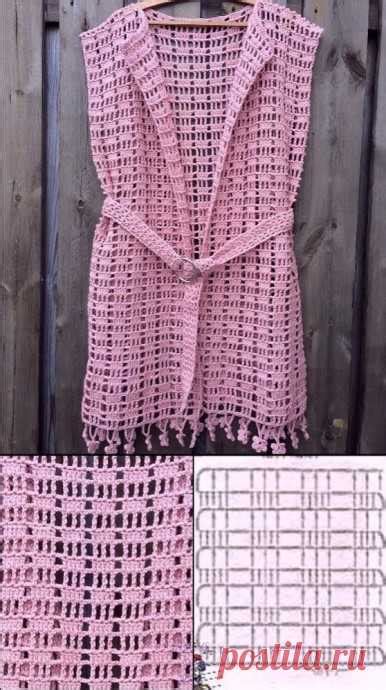 Сиреневый жилет крючком | ВЯЗАНИЕ. КРЮЧОК | Постила