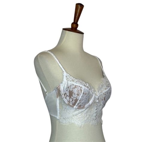 Intimates Sleepwear Sexy White Eyelash Lace And Nude Bra With Button Detail Poshmark