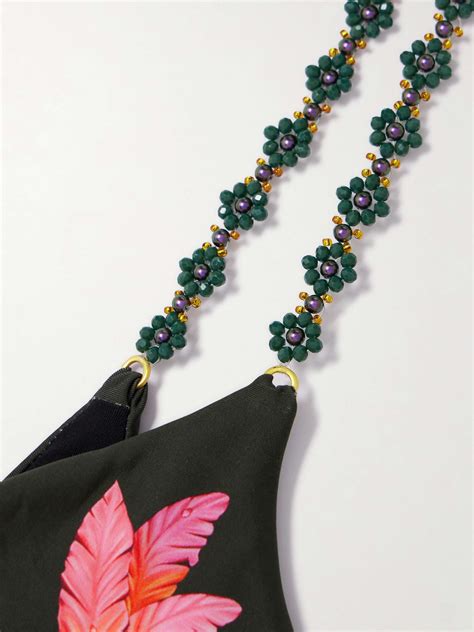 Green NET SUSTAIN Magia Habitat Embellished Floral Print Recycled Bikini Top AGUA BY AGUA