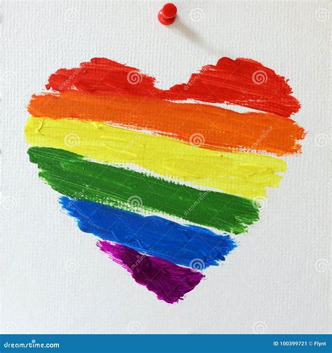Gay Lgbt Flag Painted Rainbow Heart Stock Image Image Of Heart Discrimination