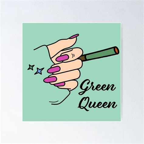 Green Queen Weed Joint Woman With Hot Pink Nails Design For Stoners Smoker Girls 420 Weed