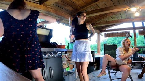 Hot And Horny Leon Lambert Girls Without Underwear Have A Bbq Party Outdoors Within Short Skirt