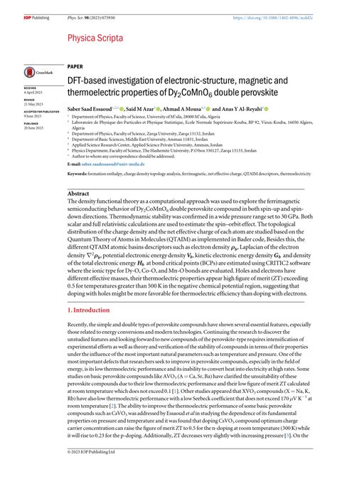 DFT Based Investigation Of Electronic Structure Magnetic And