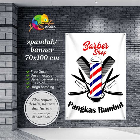 Jual Spanduk Banner Berdiri Pangkas Rambut Barber Shop Putih Shopee