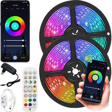 Taśma Led RGB 10m Pilot Aplikacja Mobilna Zestaw 12292522226