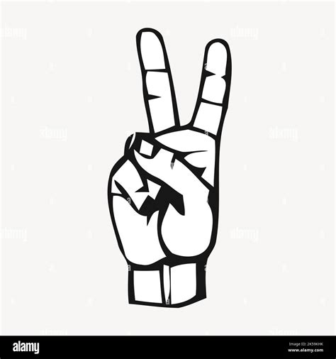 Peace sign hand clipart, gesture illustration vector Stock Vector Image ...
