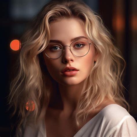 Premium Ai Image A Woman Wearing Glasses With A White Shirt That Says