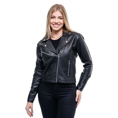 Jaqueta de Couro Legítimo Feminina Perfecto Biker Fit Slim Premium