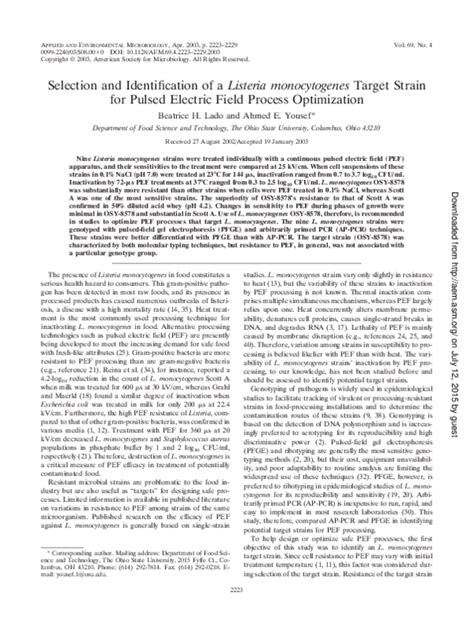 Pdf Selection And Identification Of A Listeria Monocytogenes Target