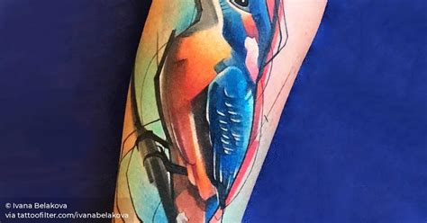 Watercolor Style Kingfisher Tattoo On The Inner