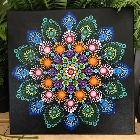 dot mandala   stretched canvas dot art painting dots art