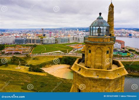 La Coruna Lighthouse Aerial View Stock Photo - Image of coastline ...