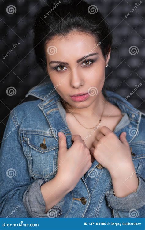 Portrait Of A Cute Brunette Stock Photo Image Of Cutie Makeup 137184180