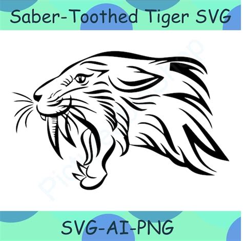 Saber Toothed Tiger Tiger Svg Fantasy Svg Sabertoothed Etsy