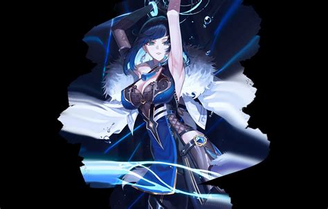 Обои girl hot blue anime pretty babe armpit tight на телефон и