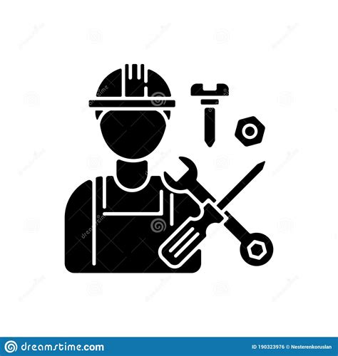 Industrial Worker Black Glyph Icon Stock Vector Illustration Of
