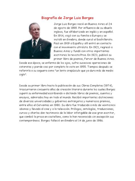Biografía De Jorge Luis Borges Pdf