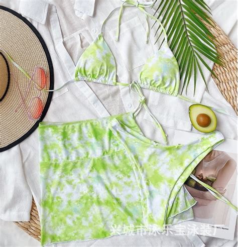 Generic Swimsuit Women S Split Three Piece Tie Dye Lace Up Bikini Sexy Swimsuit Walmart