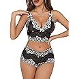 Amazon Lilosy Sexy Women Lace Pajamas Lingerie Set High Waist Sheer Sleepwear Bow Ties Cami