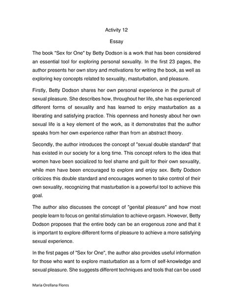 Maria Orellana Essay Maria Orellana Flores Activity Essay The Book Sex For One By Studocu