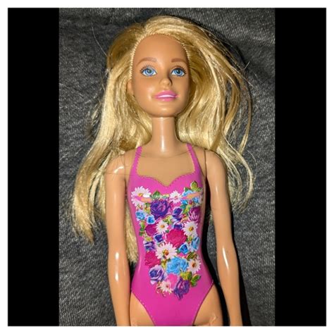 Barbie Toys Barbie Water Play Blonde Beach Doll Pink Floral Suit Poshmark