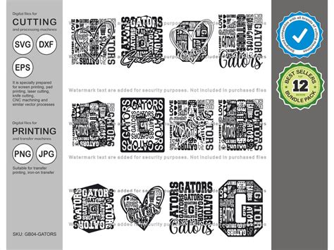 Gators Svg, Gator 12 Typography Svg Mascot Designs Pack, Gators ...