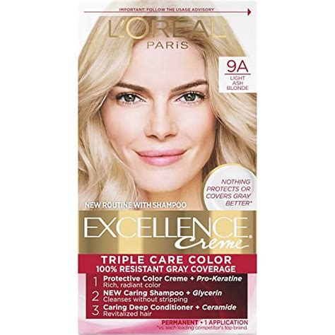 L Oreal Paris Excellence Creme Permanent Triple Care Hair Color A Light Ash Blonde Gray
