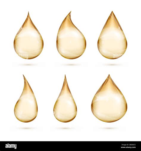 Realistic Vector Oil Drops Set Isolated White Background Illustration