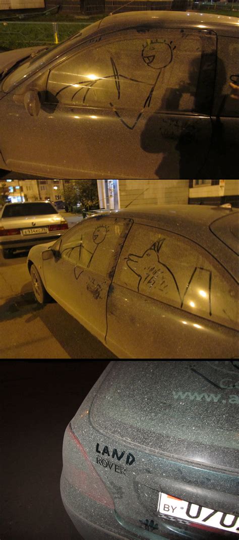 Возвращаясь вечерком через дворы наткнулся на пыльную машину. А так как ...