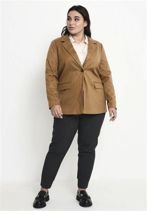 Kaffe Curve Kcelonda Blazer Toffie Brown Chalk Pinstripebrown