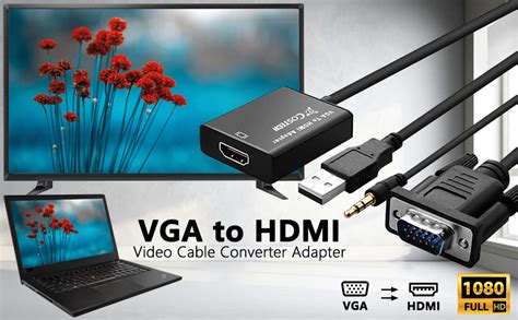 Amazon.com: VGA to HDMI Output, Costech HD 1080p TV AV HDTV Video Cable ...
