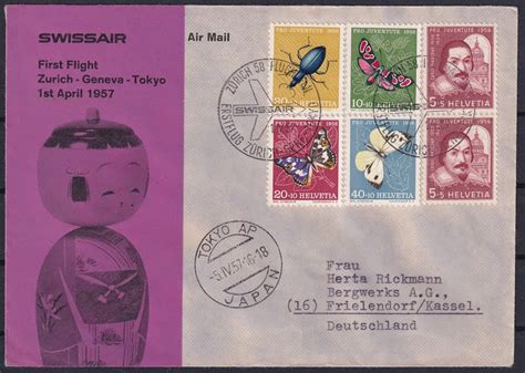 Swissair Erstflug Z Rich Geneva Tokyo Briefmarken World