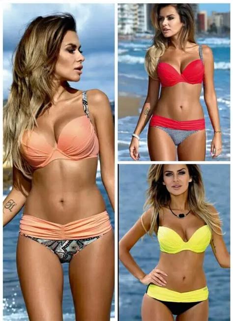 Sexy Bikinis Women Swimsuit 2018 Summer Low Waisted Bathing Suits Halter Top Push Up Bikini Set