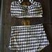 Houndstooth Black And White Retro Pin Up High Waist Bikini Swimsuit