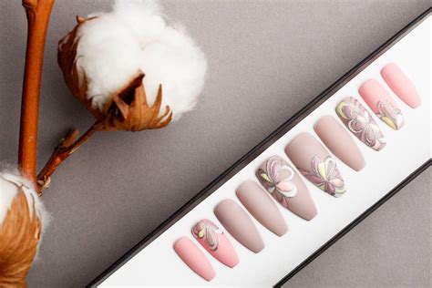 Beige And Pink Nude Press On Nails Fake Nails False Nails Etsy